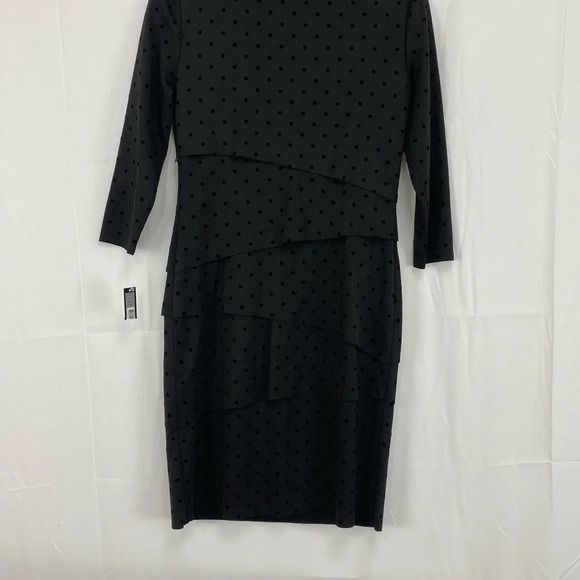 NWT $148 Tahari Women's Black Polka Dot Layered Dress Size 4 - Picture 8 of 8